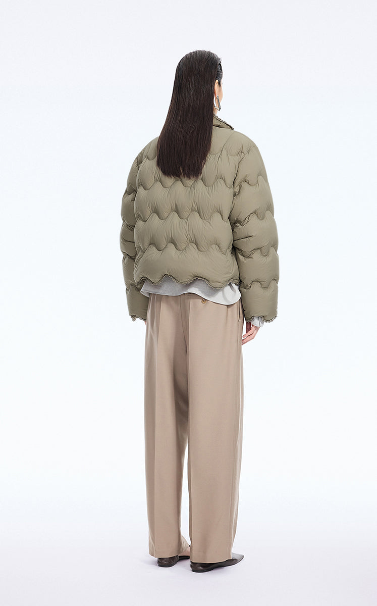 Down Coat / JNBY Oversized Lace-Trim Short Puffer