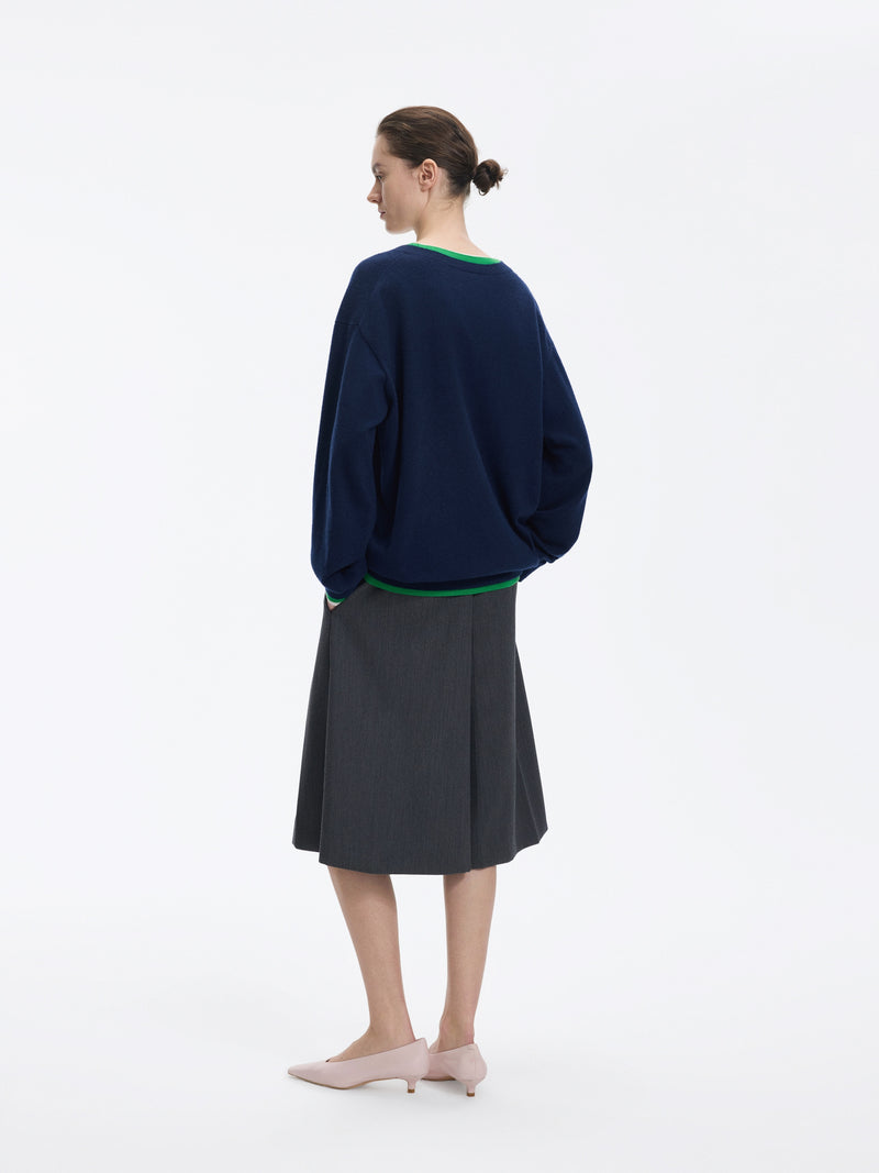 Sweater / JNBY Merino Wool Cashmere Blend V-Neck Pullover