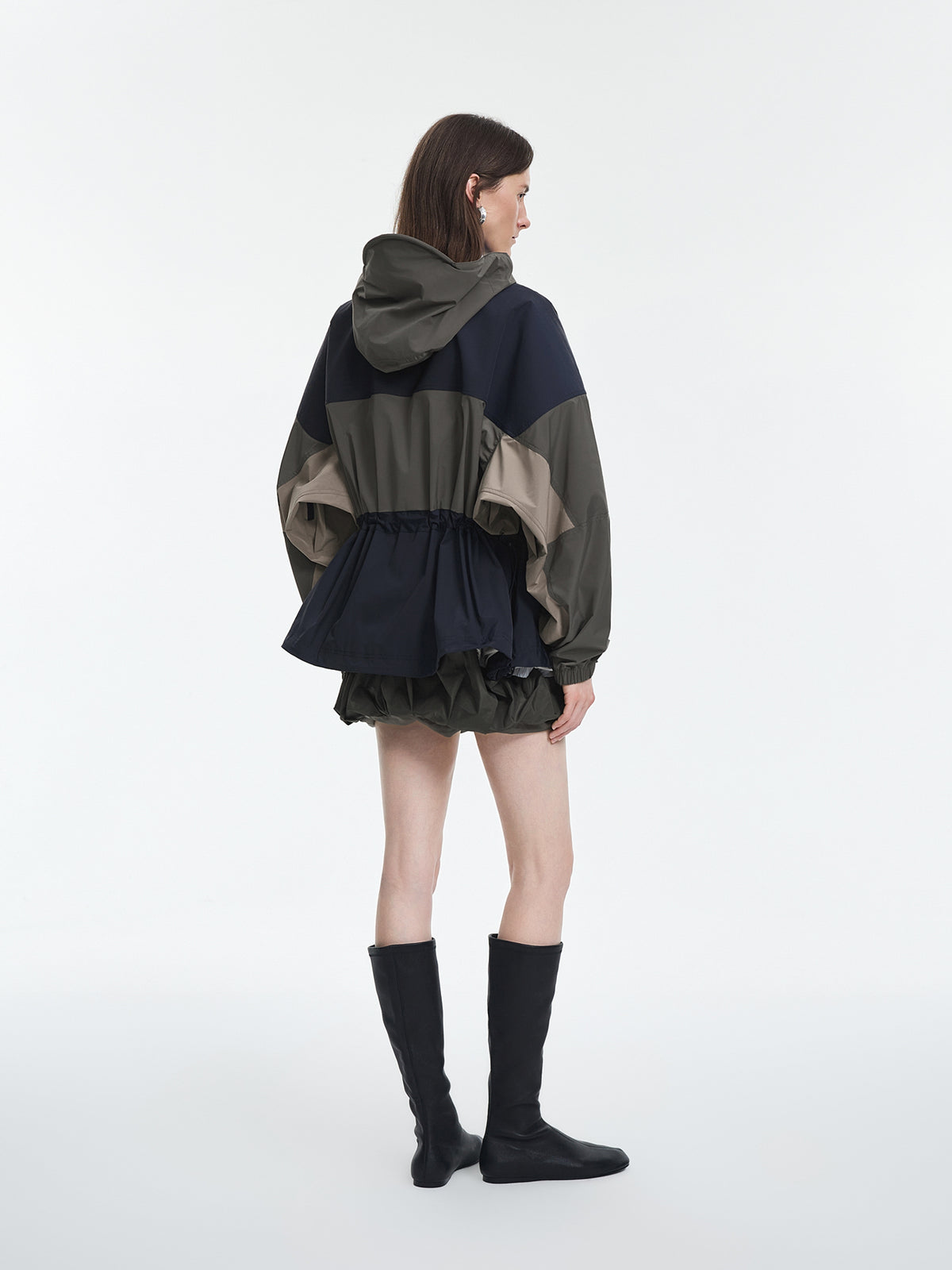 Jacket / JNBY Oversized Hooded Spliced Memory Fabric Jacket