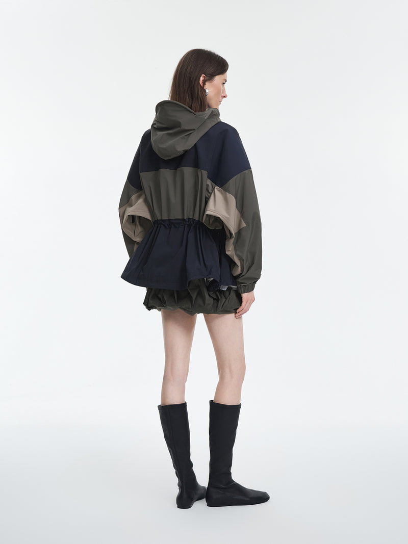 Jacket / JNBY Oversized Hooded Spliced Memory Fabric Jacket