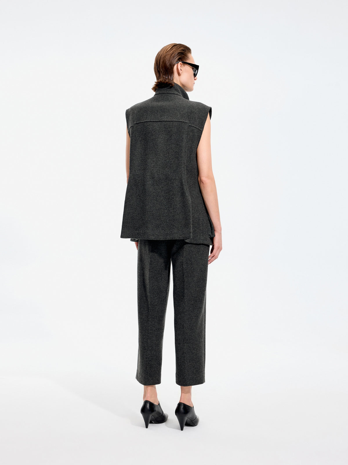 Vest / JNBY Wool Melton Stand Collar Sleeveless Vest