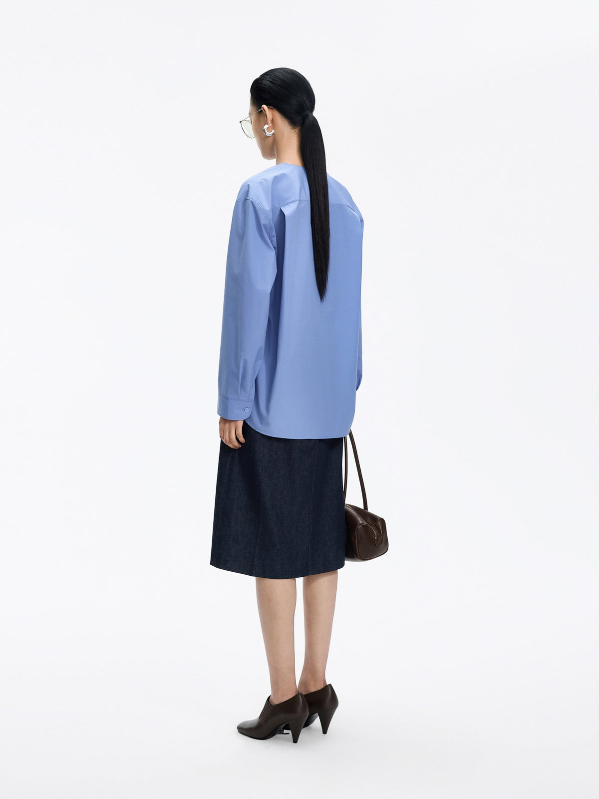Skirt / JNBY Cotton A-Line Midi Denim Skirt