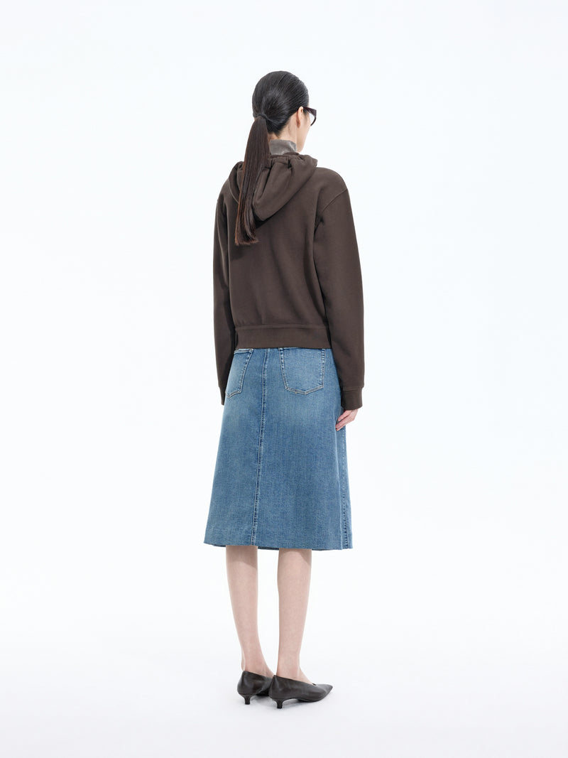 Skirt / JNBY Cotton A-Line Midi Denim Skirt