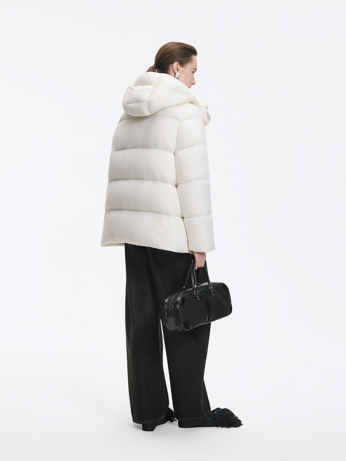 Coat / JNBY A-Line Down Puffer Jacket with Detachable Hood