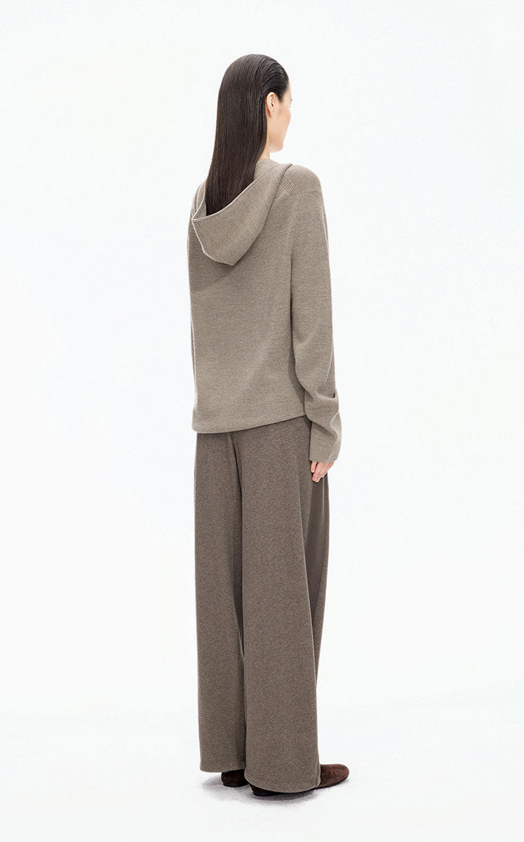 Sweater / JNBY Loose Quarter-Zip Wool Hoodie