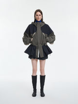Jacket / JNBY Oversized Hooded Spliced Memory Fabric Jacket