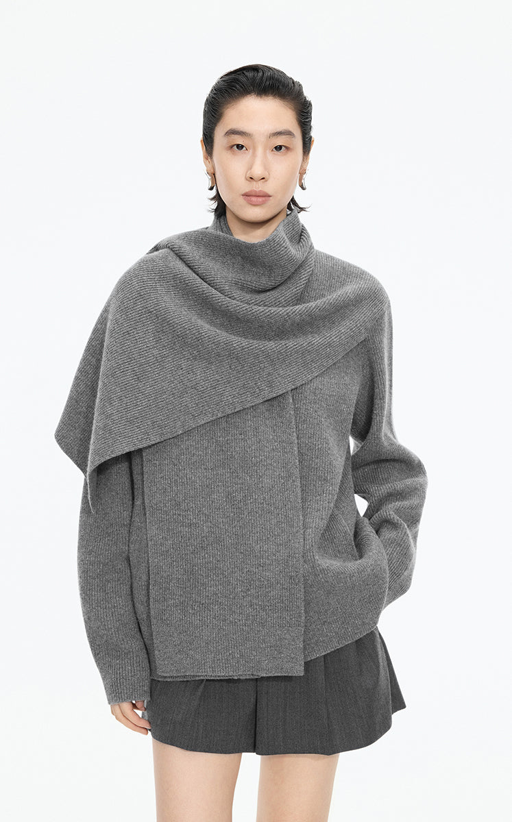 Sweater / (ESG)JNBY Wool Wrap Longline Cardigan Grey