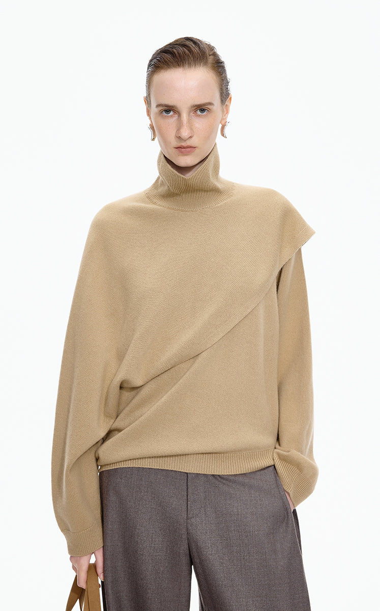 Sweater / JNBY Turtleneck Wool Cashmere Pullover Tea Kahaki