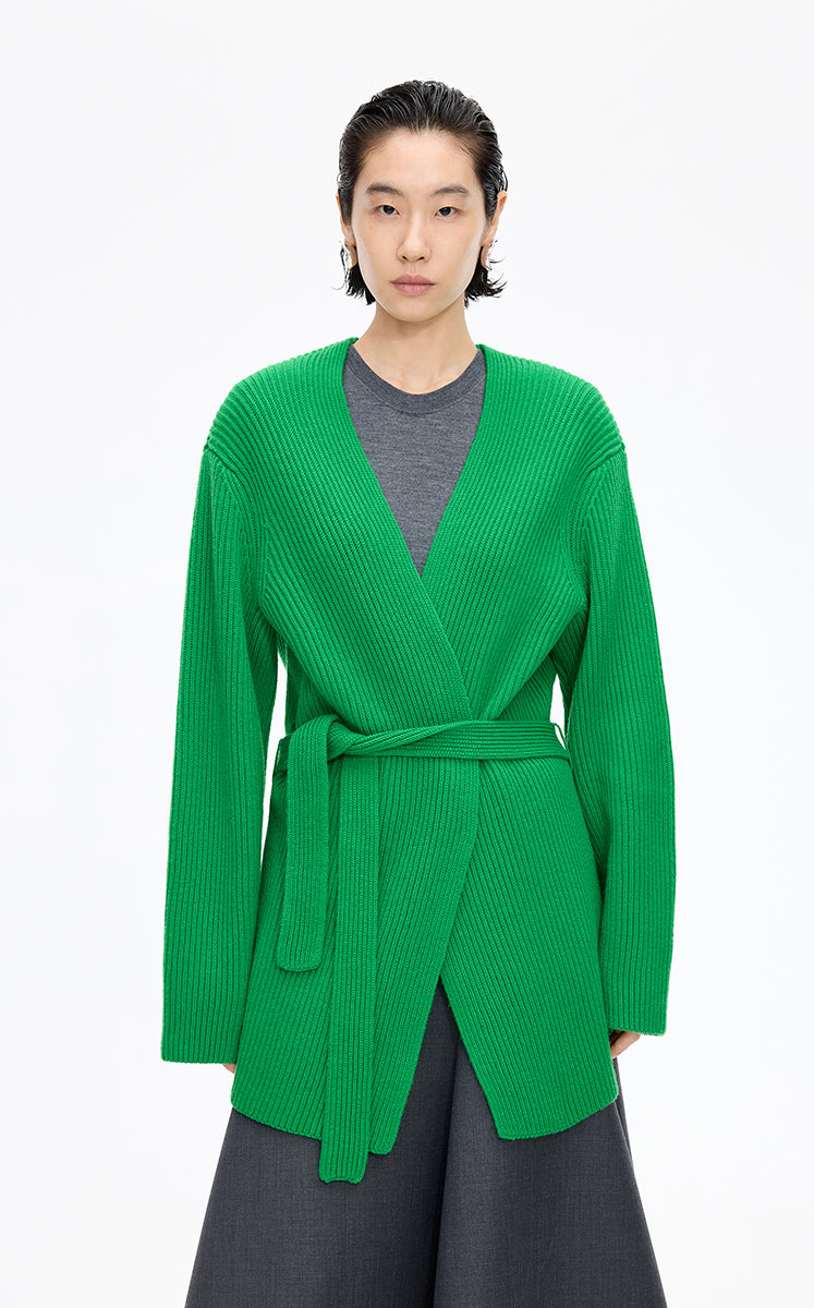 Sweater / JNBY Wool Yak Longline Cardigan Green