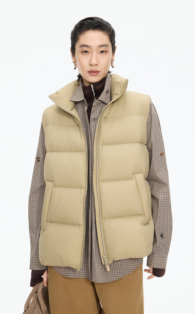 Down Vest / JNBY A-Line Oversize Down Vest Yellow Kahaki