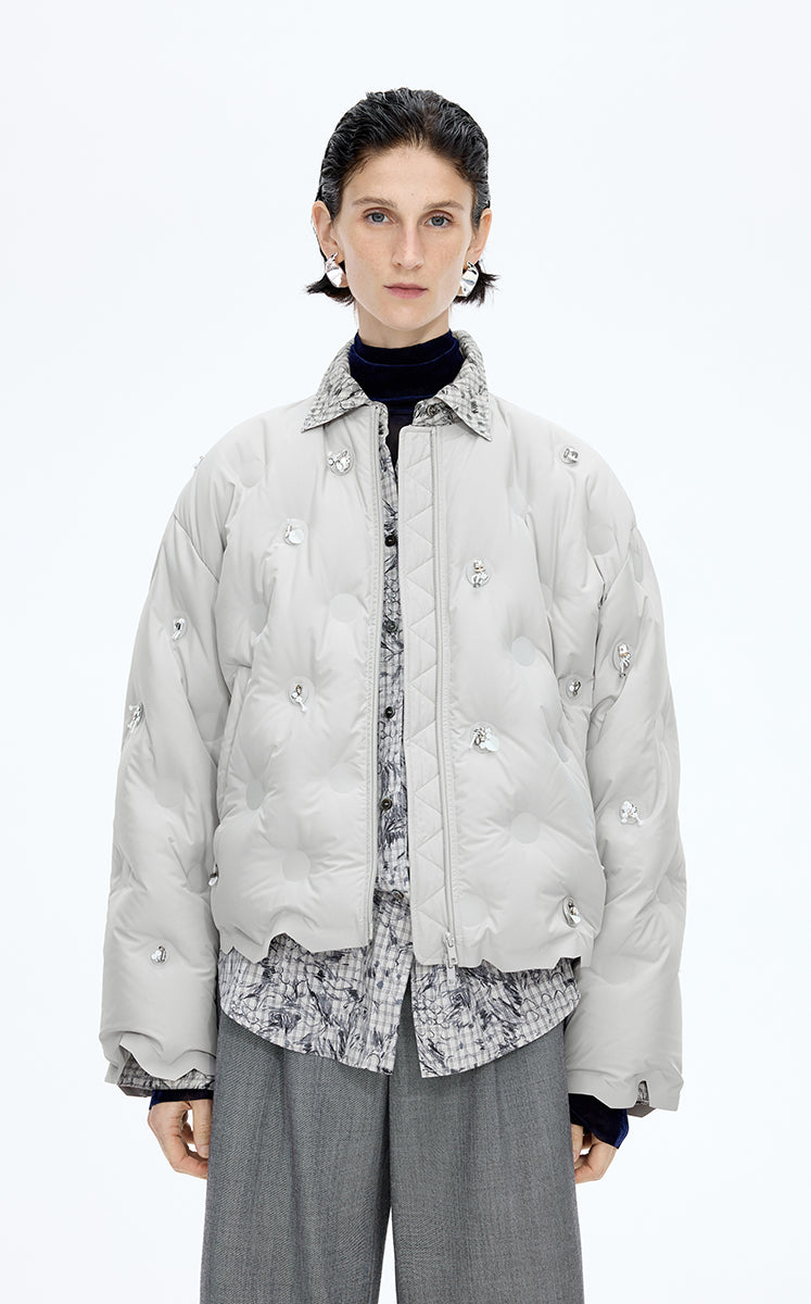 Down Coat / JNBY Oversized Beaded Cropped Down Coat