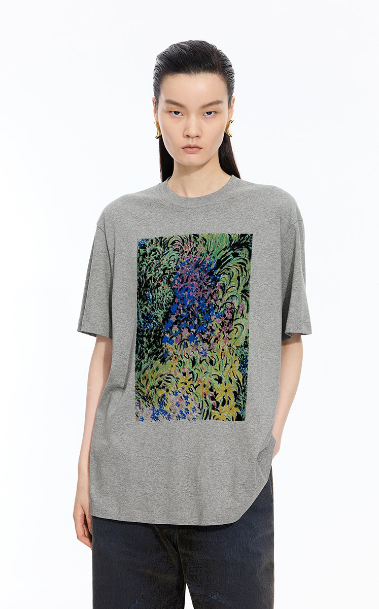 T-shirt / JNBY Hand-Drawn Graphic Loose Cotton Tee