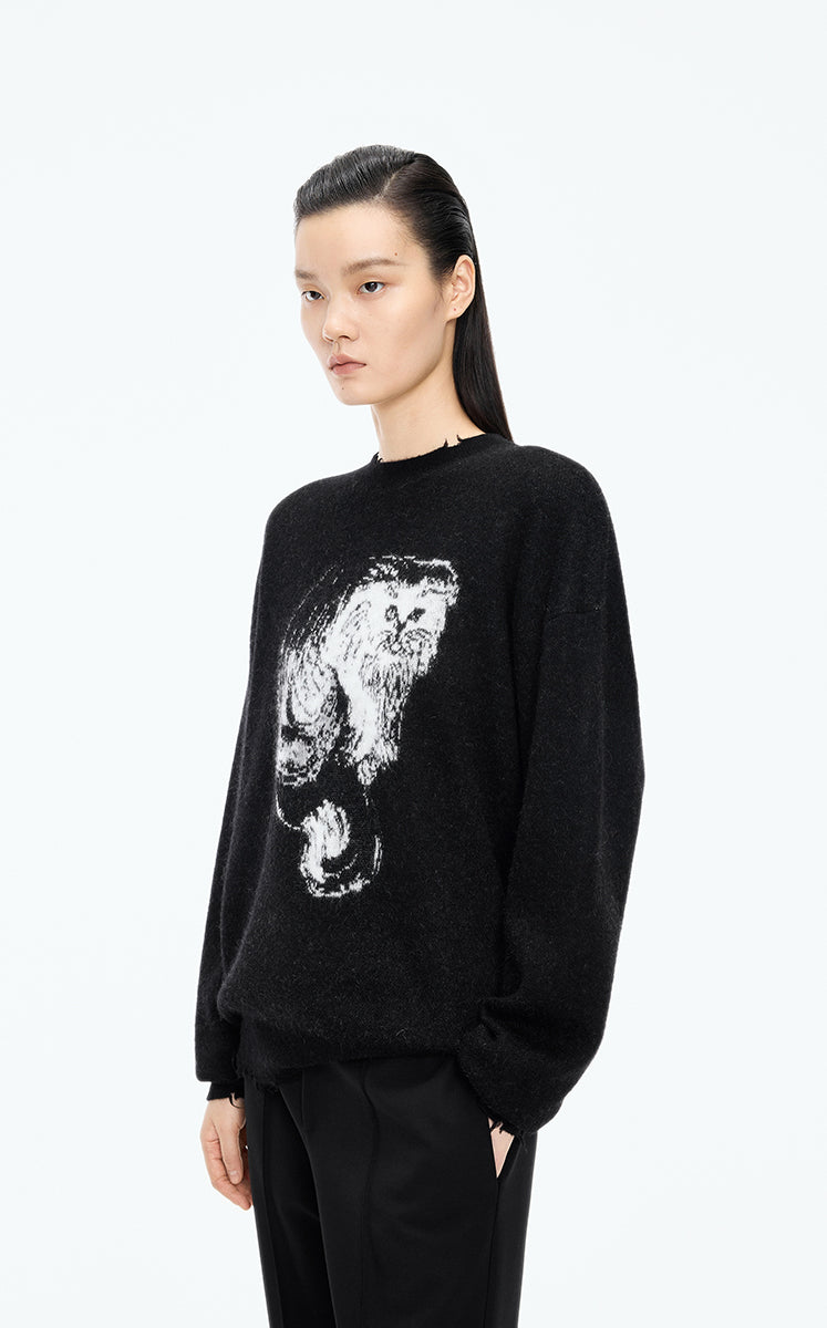 Sweater / JNBY Cat Motif Mohair Blend Pullover