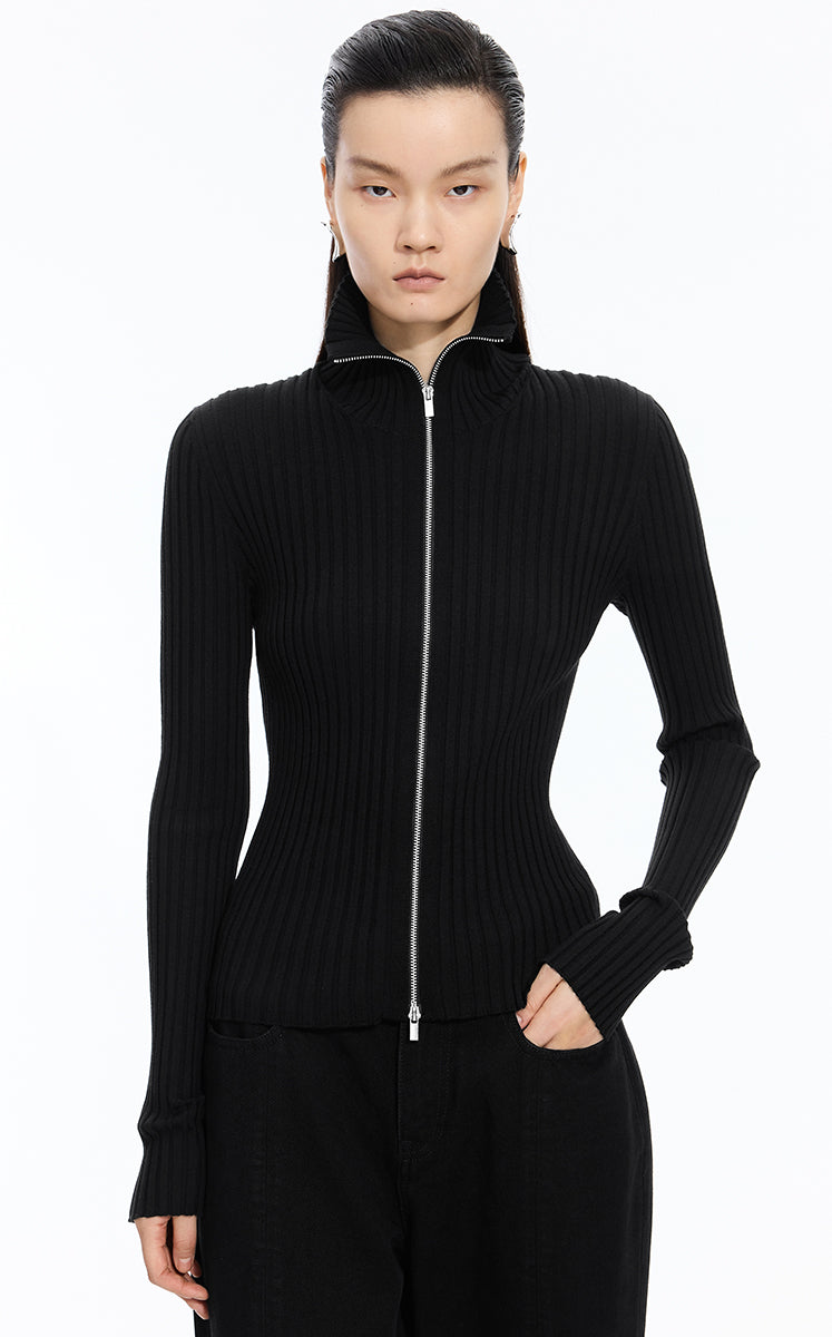 Sweater / JNBY Fitted Wool Blend Cropped Cardigan