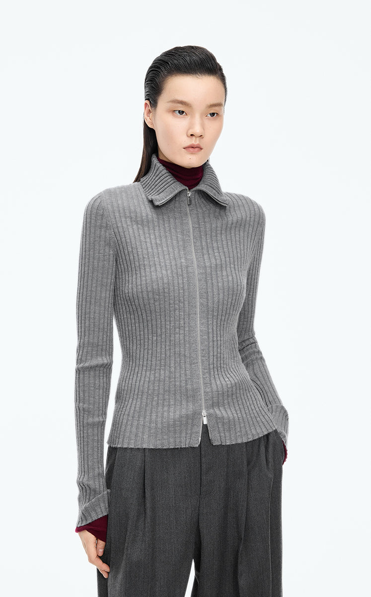Sweater / JNBY Fitted Wool Blend Cropped Cardigan