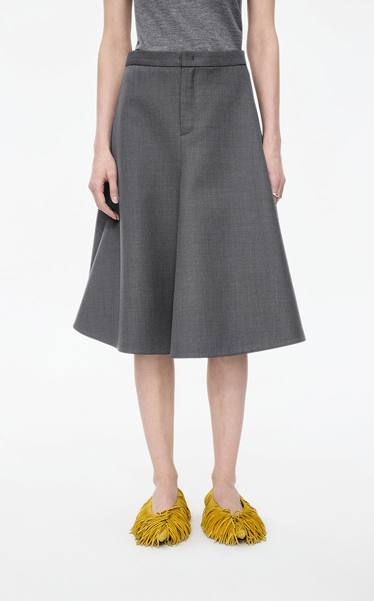 Skirt / JNBY A-Line Wool-Blend Midi Skirt Grey