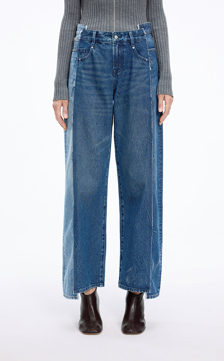 Pants / JNBY Contrast Panels Straight-Leg Jeans blue