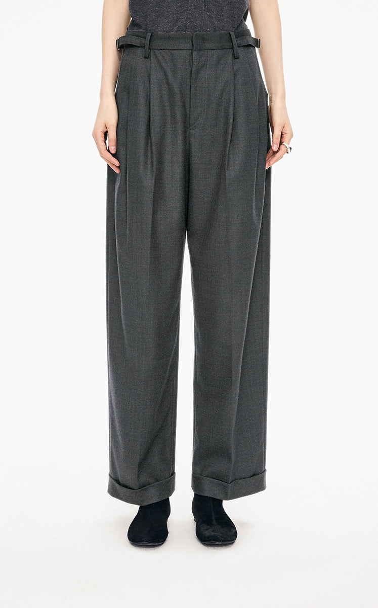 Pants / JNBY Straight-Leg Wool-Blend Trousers Dark gray