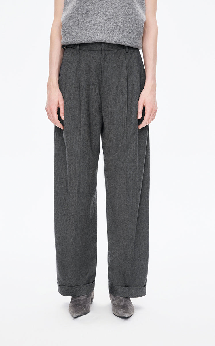 Pants / JNBY Straight-Leg Wool-Blend Trousers Grayish-brown