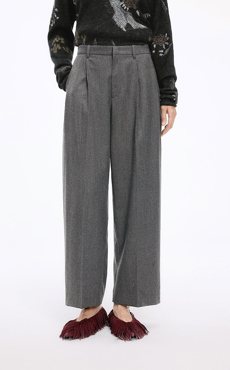 Pants / JNBY Wide-Leg Wool Blend Trousers Grey
