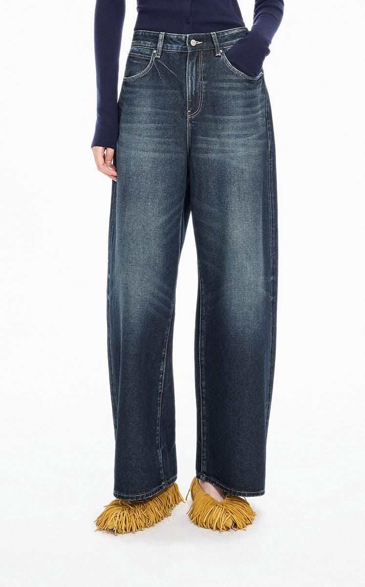 Pants / JNBY Wide-Leg Cuffed Full-Length Jeans Dark Blue