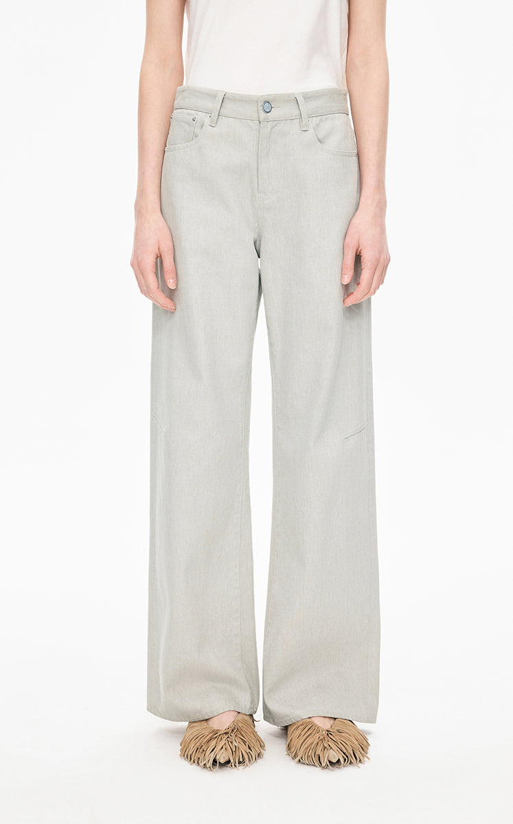 Pants / JNBY Coated Straight-Leg Extra-Long Jeans white