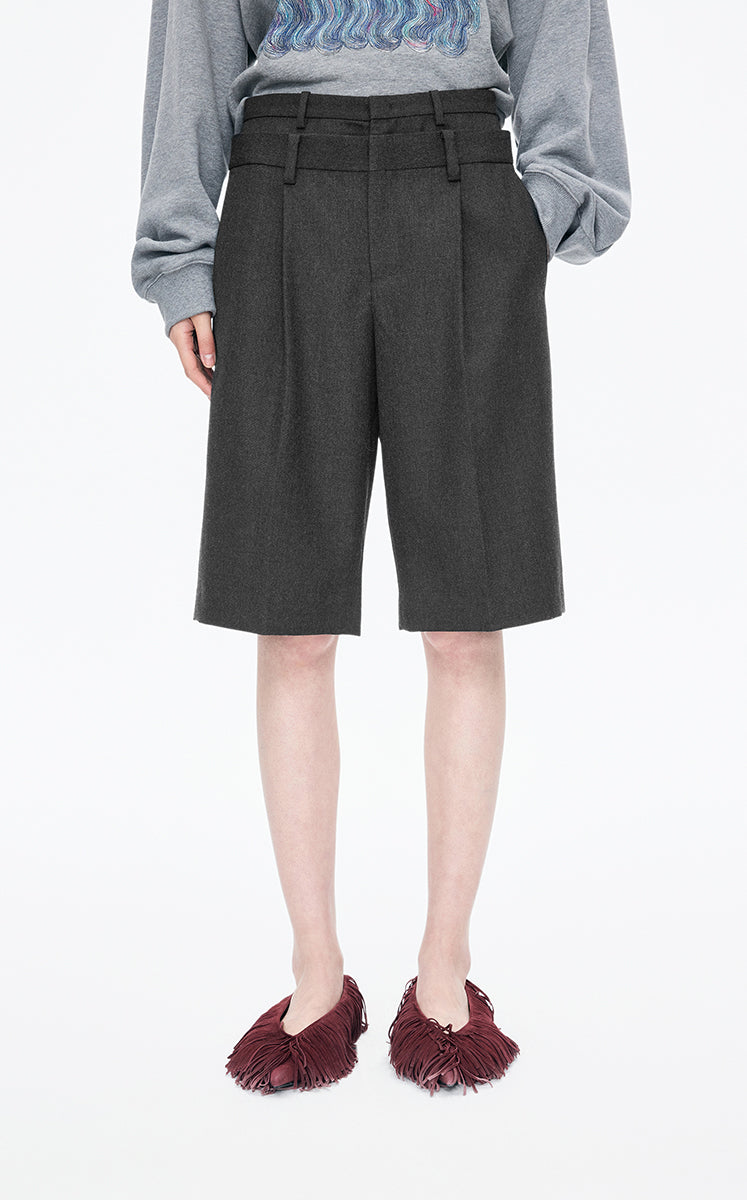 Pants / JNBY Straight-Leg Wool Blend Bermuda pants Black