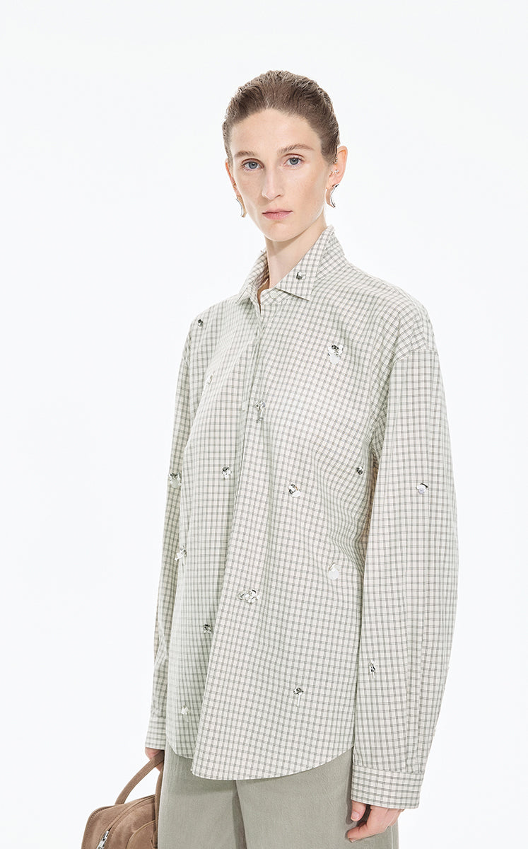 Shirt / JNBY Oversized Beaded Cotton Poplin Shirt Rice White