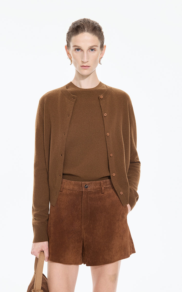 Sweater / JNBY Cropped Wool-Cashmere Cardigan Tea