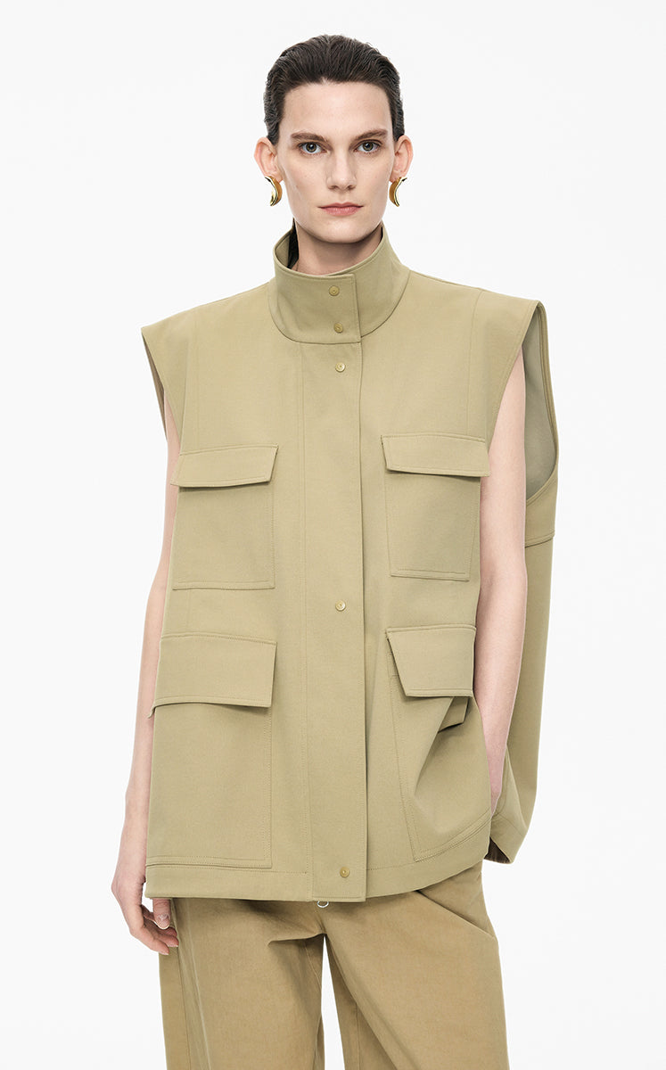 Vest / JNBY Oversized Utility Hybrid Vest Green Kahaki