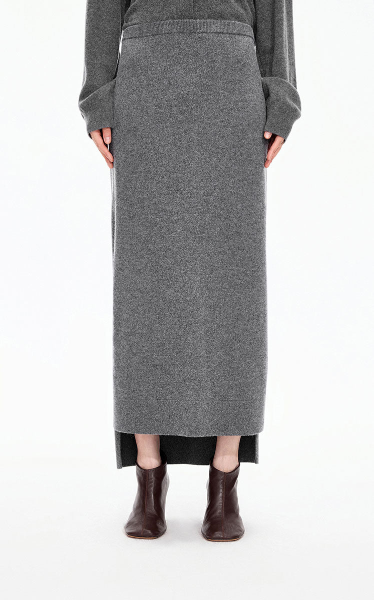 Skirt / JNBY H-Line Wool-Cashmere Long Skirt Grey