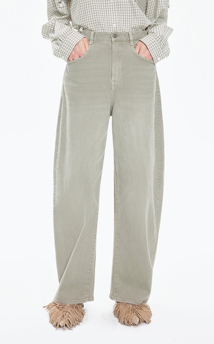Pants /(ESG) JNBY Relaxed Banana Denim Trousers Kahaki
