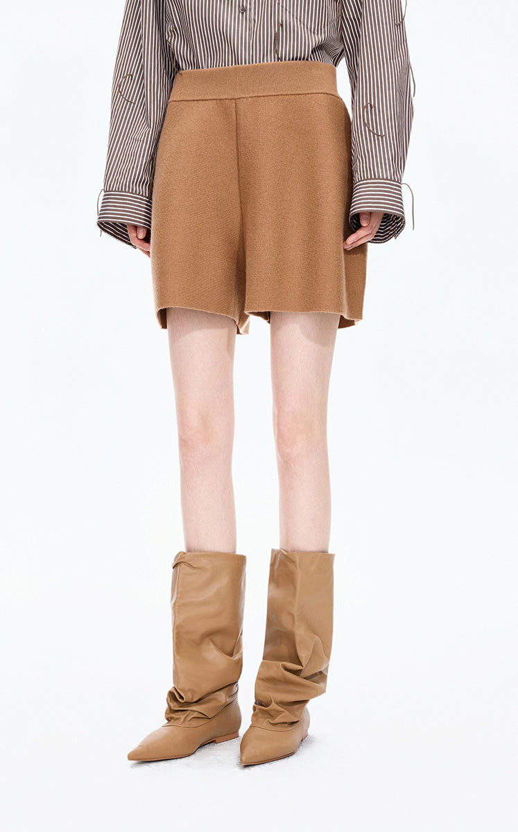 Shorts / JNBY A-Line Wool Cashmere Blend Shorts Kahaki