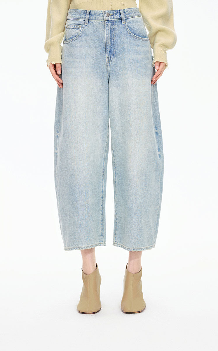 Pants / JNBY Cuffed Tapered Banana Cropped Jeans Blue