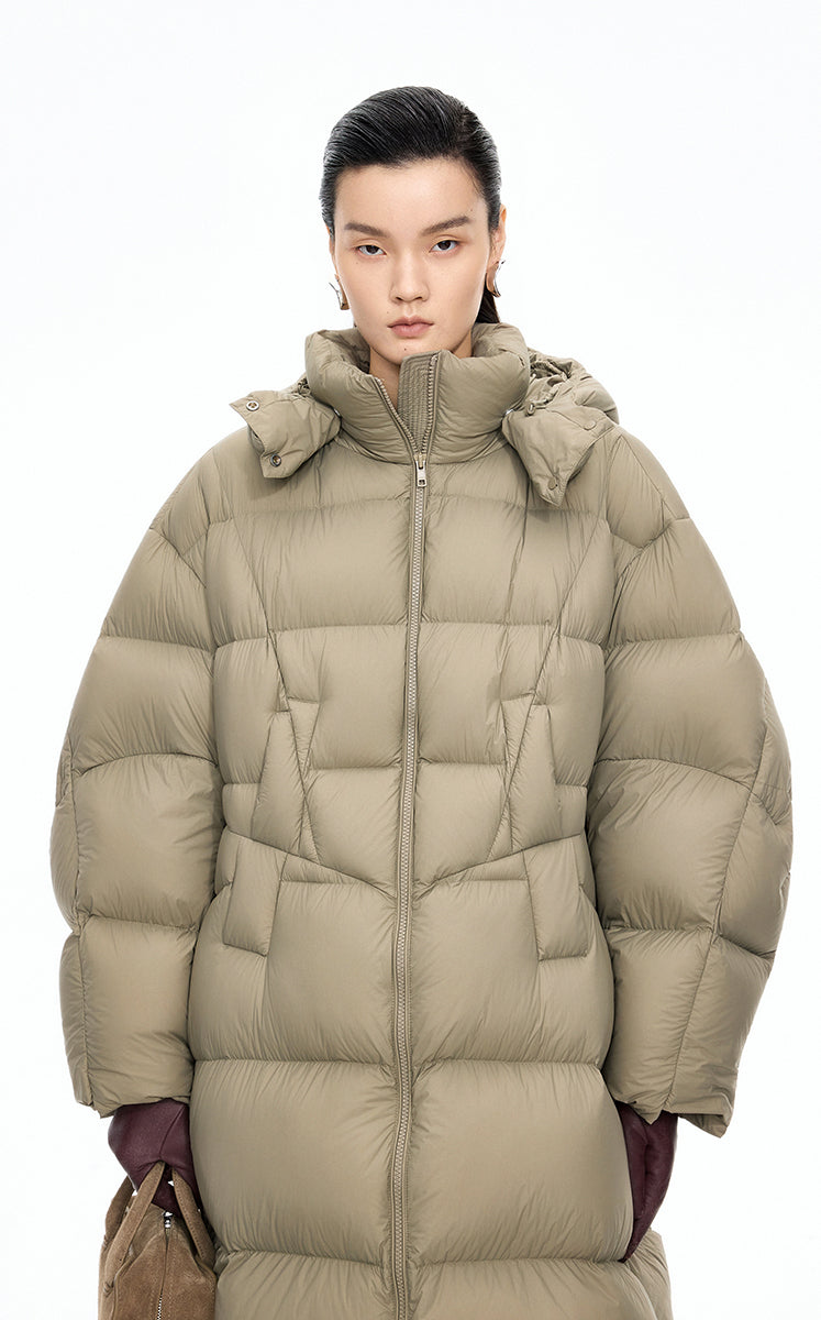 Down Coat / JNBY Deconstructed A-line Hooded Long Down Coat