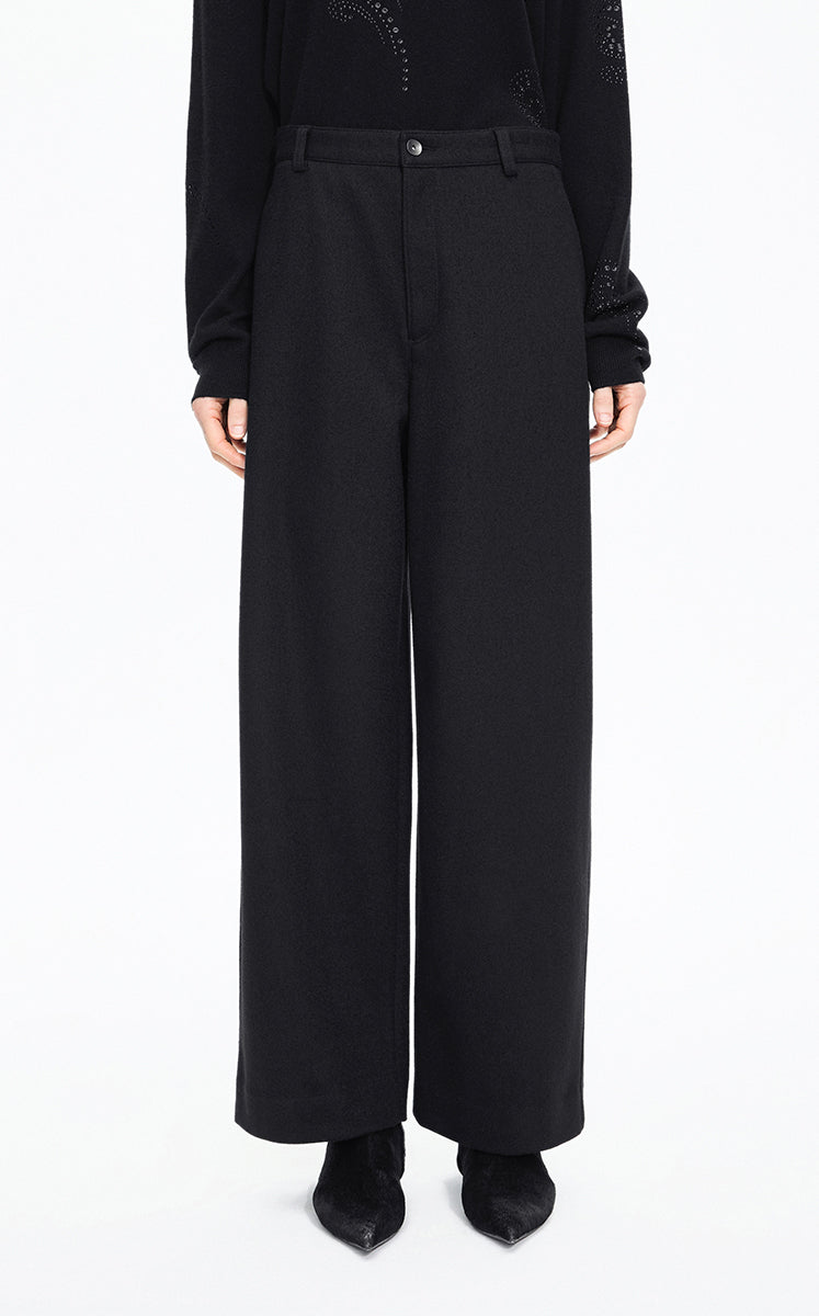 Pants / JNBY Wool-Blend Relaxed Tapered Trousers Black
