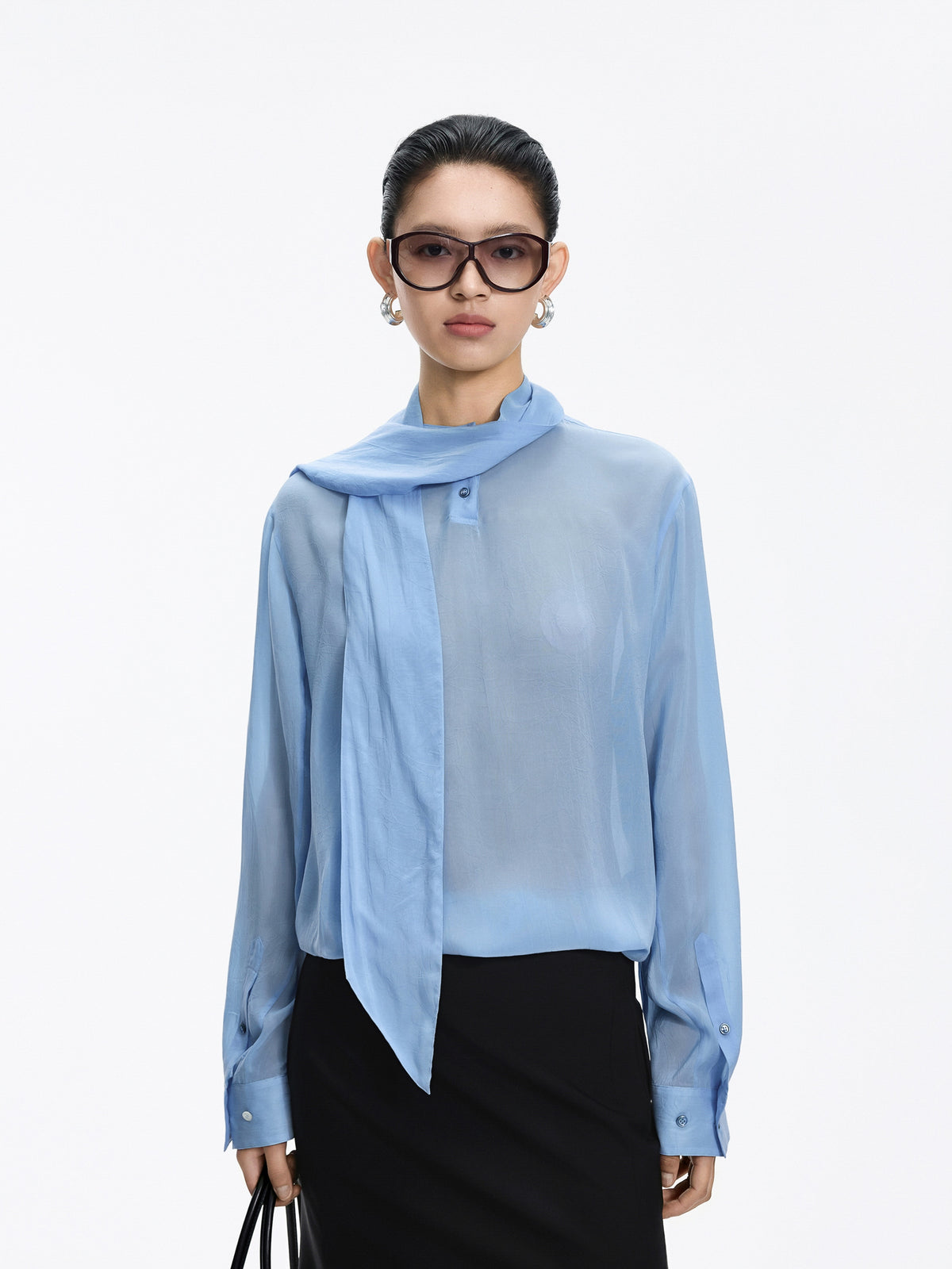 Shirt / JNBY Cupro Relaxed Long Sleeve Blouse
