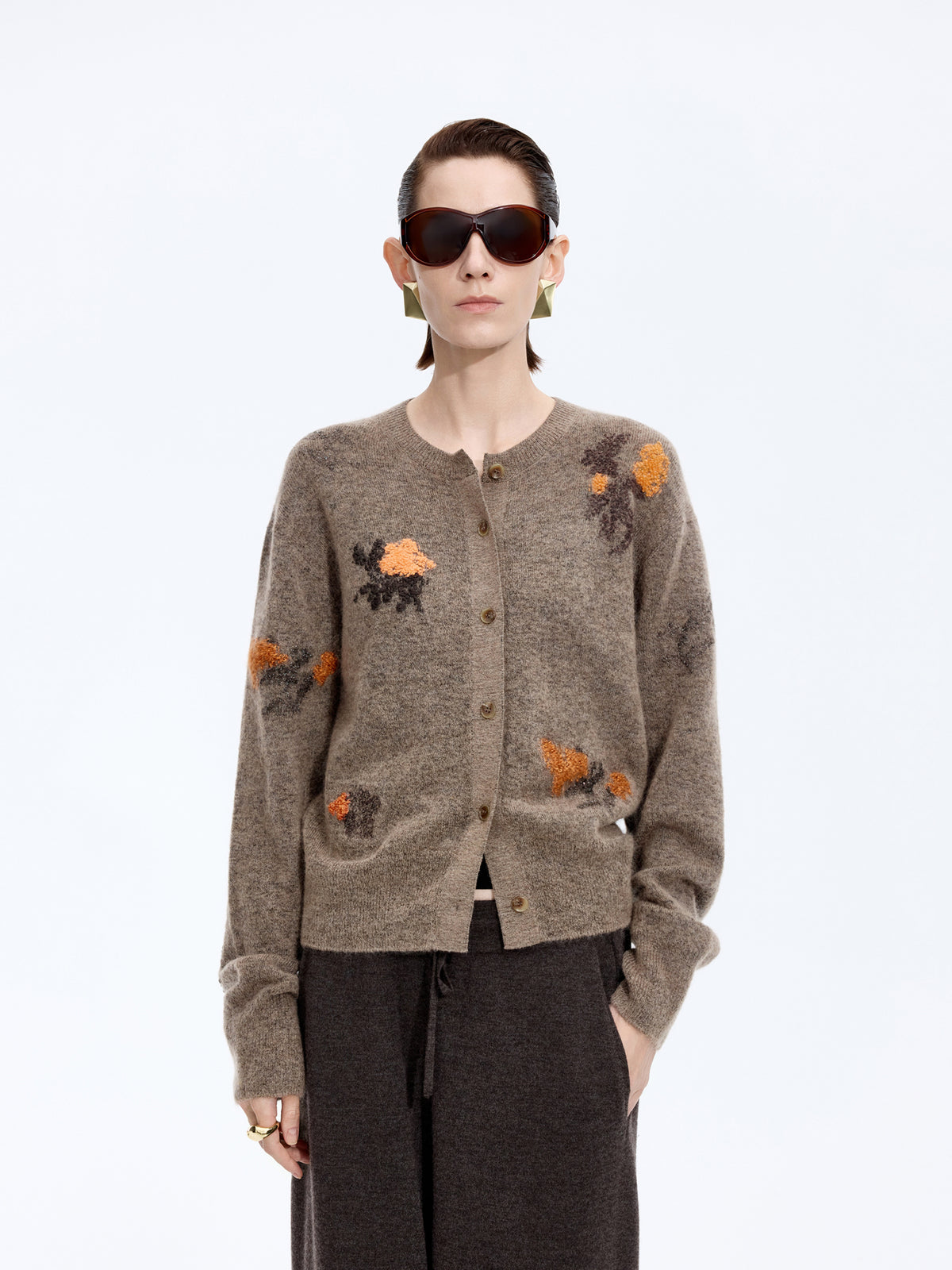 Cardigan / JNBY Mohair Blend Floral Jacqueline Short Sweater
