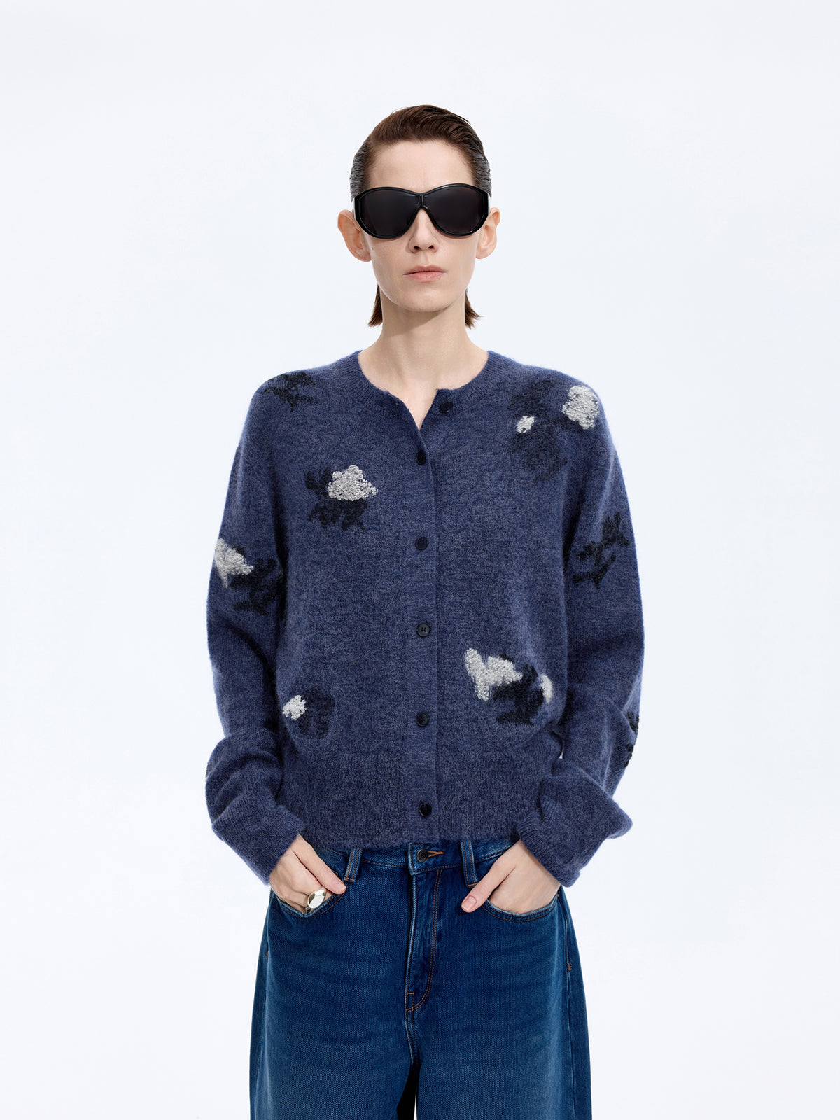 Cardigan / JNBY Mohair Blend Floral Jacqueline Short Sweater