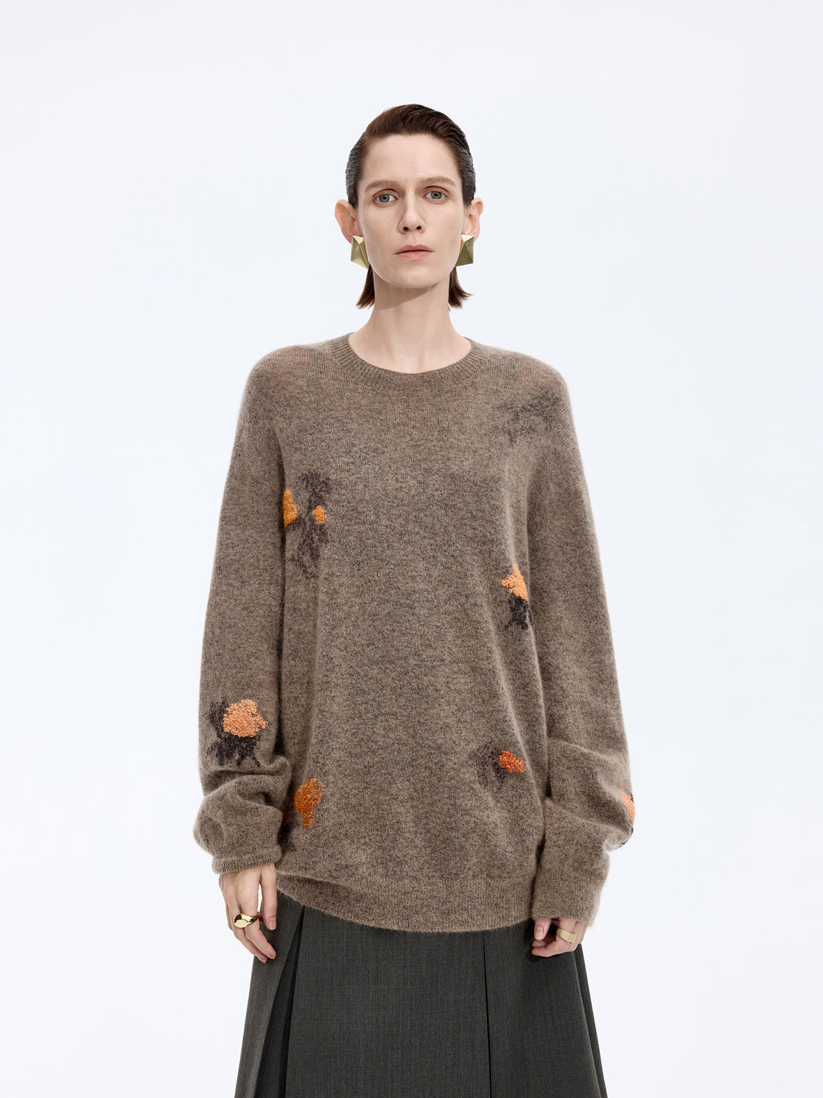 Sweater / JNBY Mohair Blend Oversized Floral Jacquard Pullover