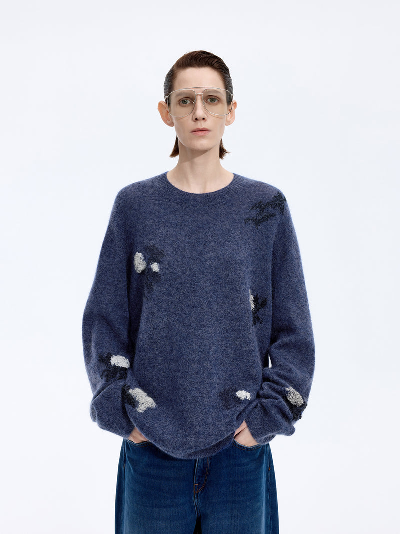 Sweater / JNBY Mohair Blend Oversized Floral Jacquard Pullover