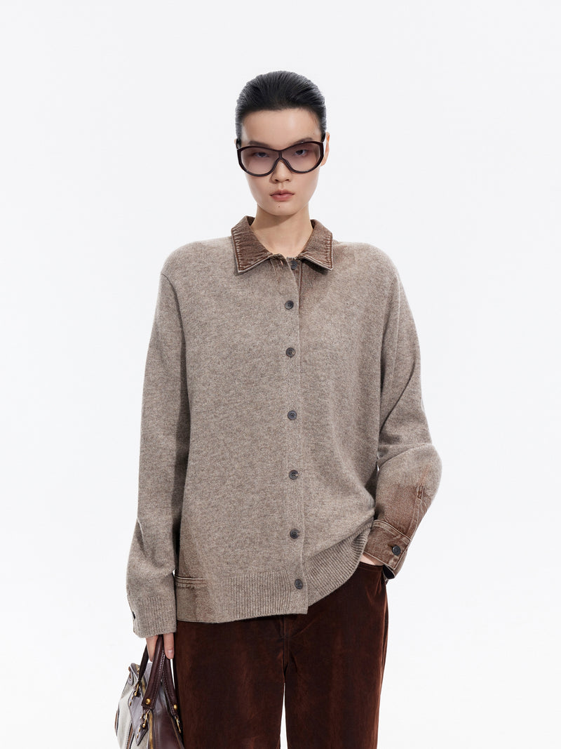 Cardigan / JNBY Wool Yak Blend Denim Patchwork