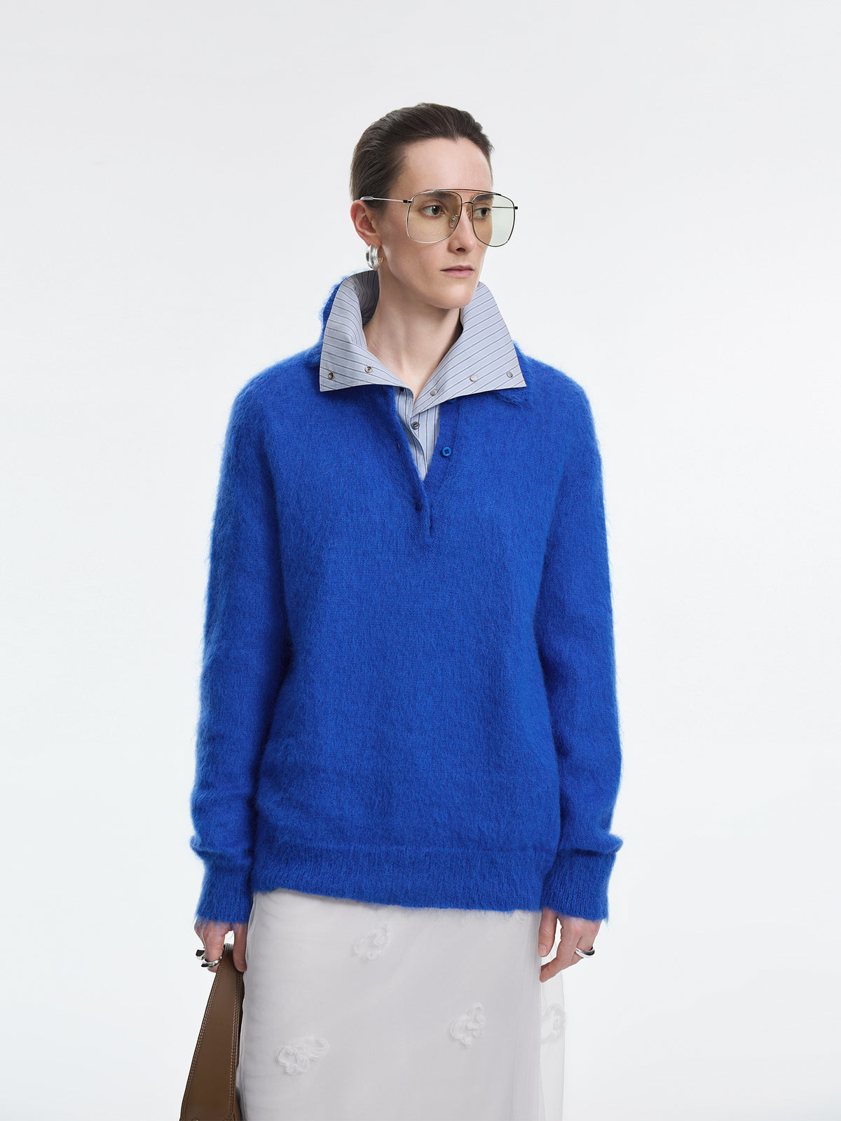 Sweater / JNBY Mohair Wool Blend Collared Pullover