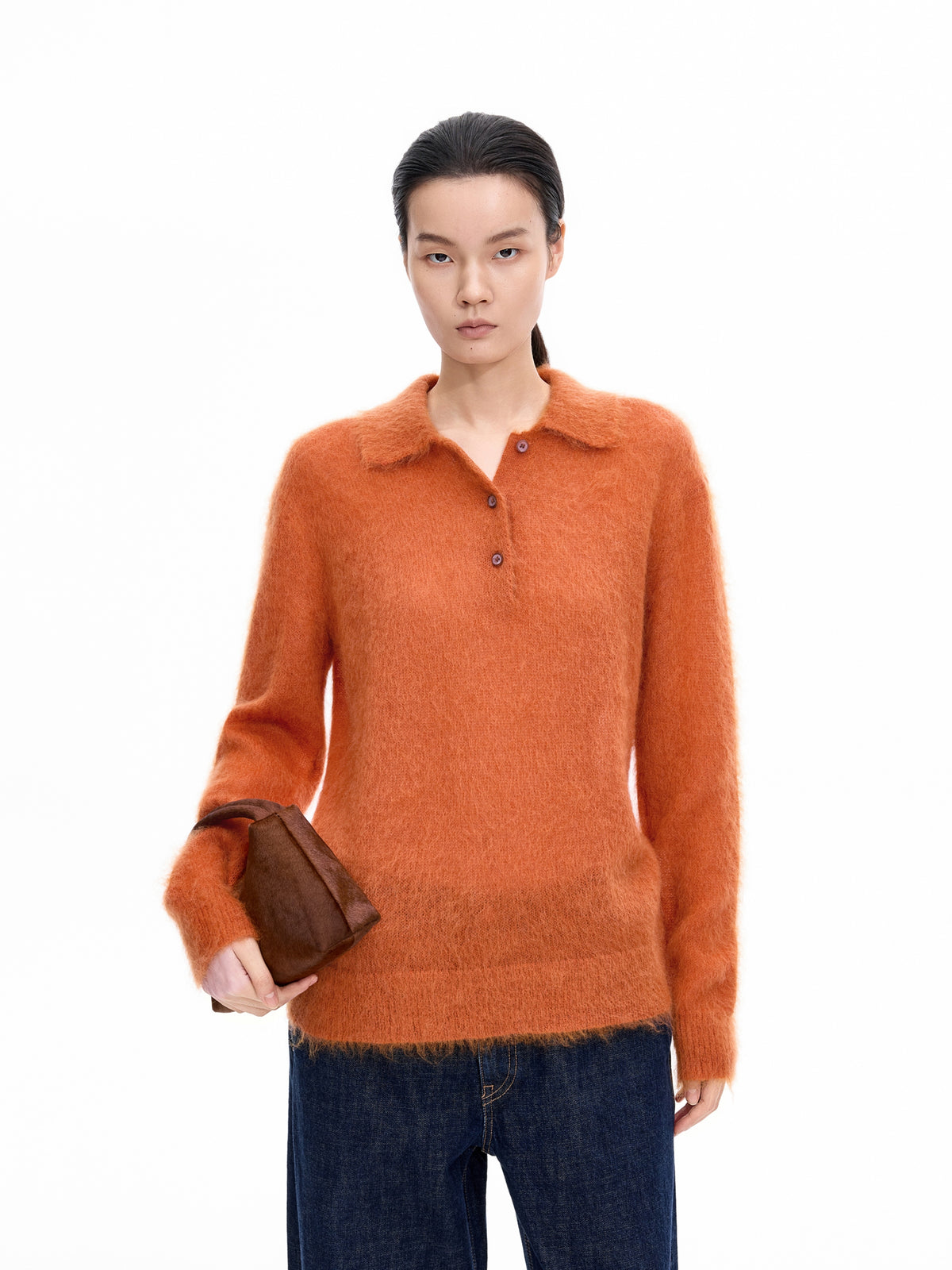 Sweater / JNBY Mohair Wool Blend Collared Pullover