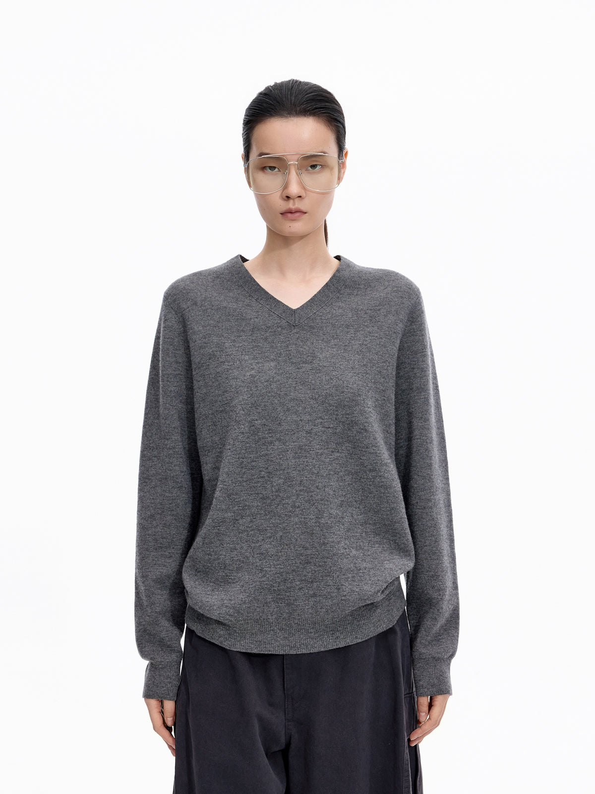 Sweater / JNBY Wool Jacquard V-Neck Pullover