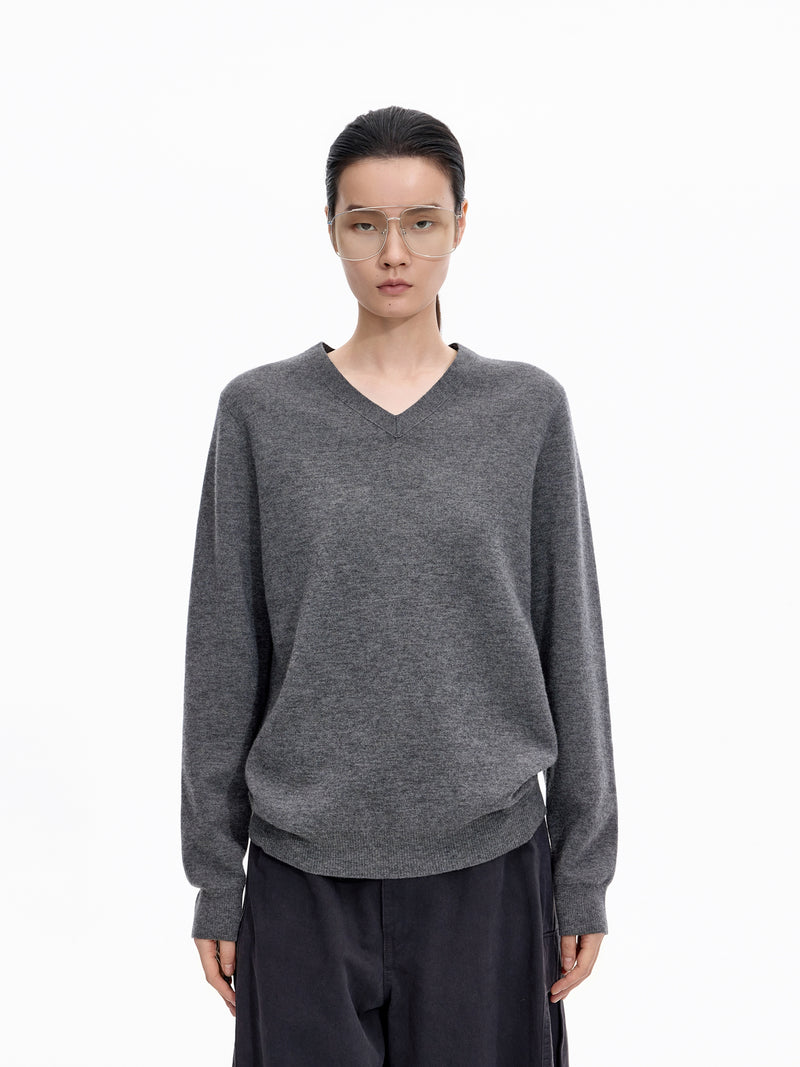 Sweater / JNBY Wool Jacquard V-Neck Pullover