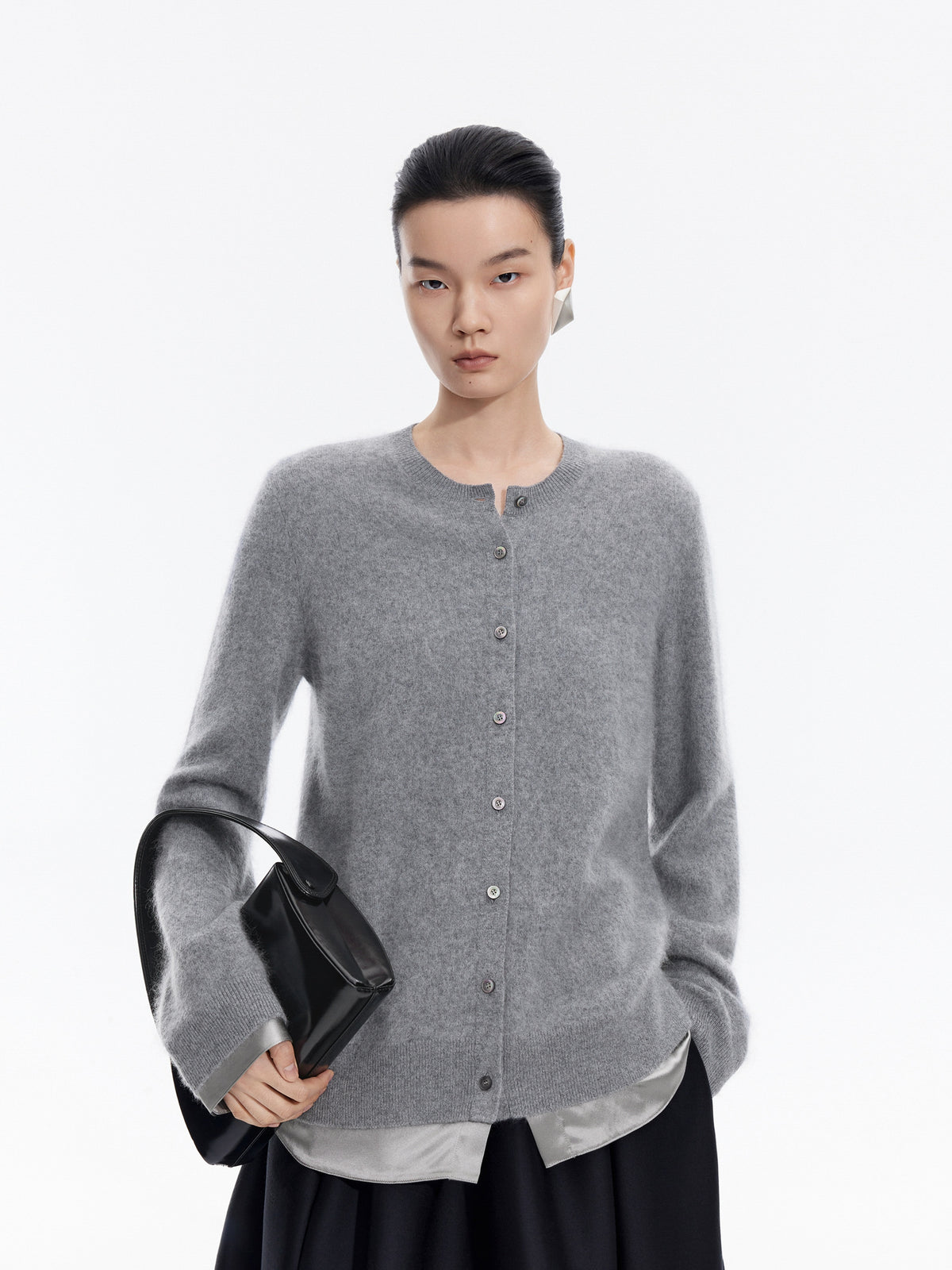 Cardigan / JNBY Wool Cashmere Silk Blend Open Front Sweater
