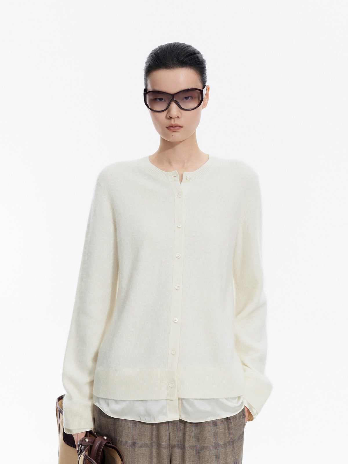 Cardigan / JNBY Wool Cashmere Silk Blend Open Front Sweater