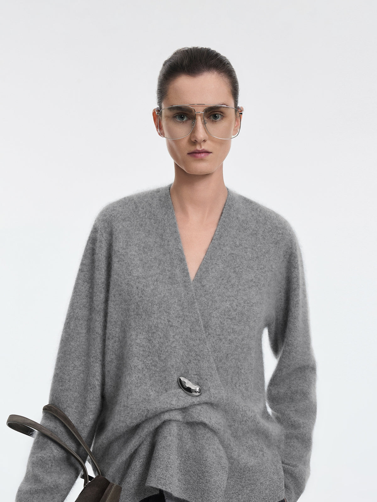 Cardigan / JNBY 100% Wool V-Neck Cropped Sweater