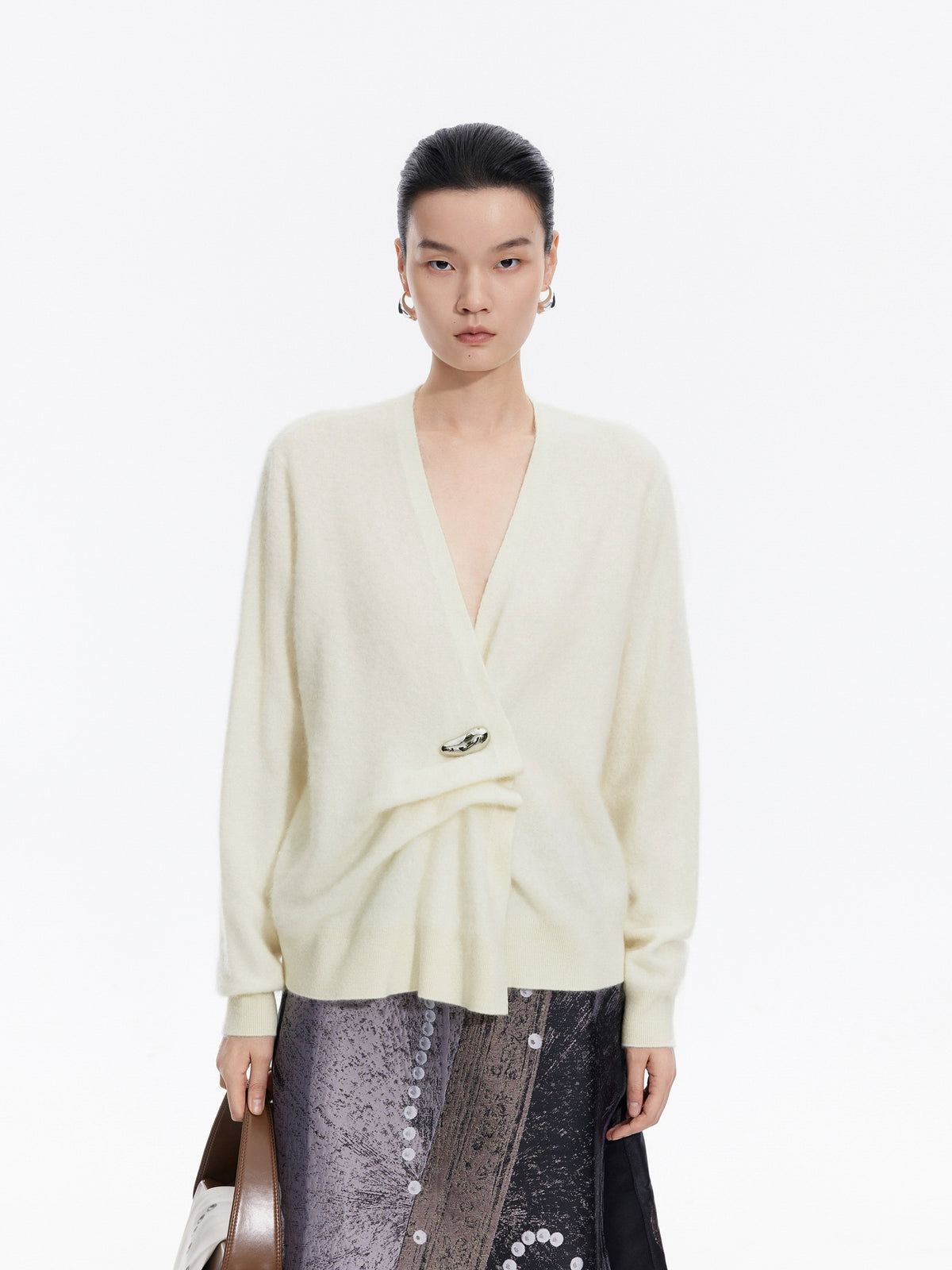 Cardigan / JNBY 100% Wool V-Neck Cropped Sweater
